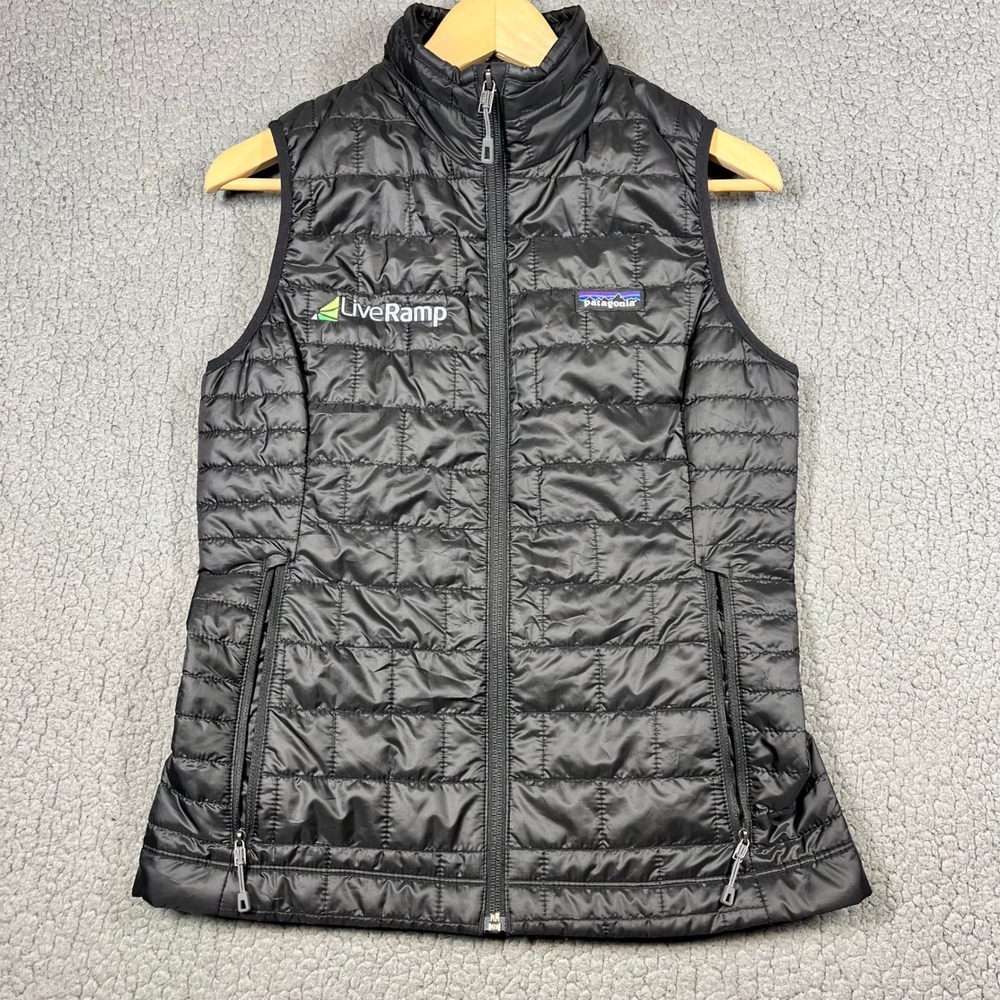 Patagonia Nano Puff Vest Womens XS Black LiveRamp Logo Quilted PrimaLoft 84247